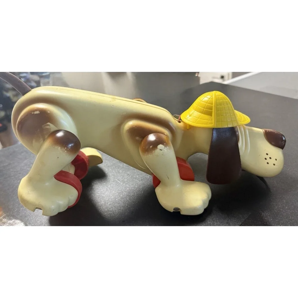 Vintage 1974 Hasbro Romper Room Digger Dog Pull Toy W/Original String-Works
